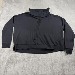 AllSaints Tubo Sweatshirt Womens Large Black Cowl Neck Fleece Pullover Cotton